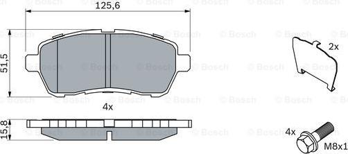 BOSCH 0 986 494 195 - Bremžu uzliku kompl., Disku bremzes ps1.lv