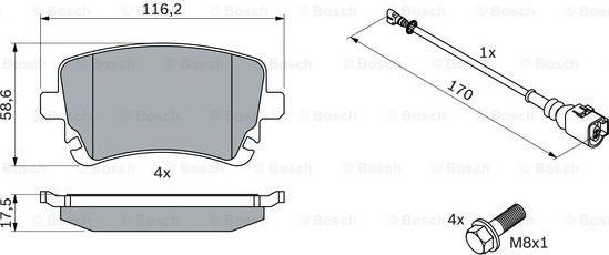 BOSCH 0 986 494 108 - Bremžu uzliku kompl., Disku bremzes ps1.lv