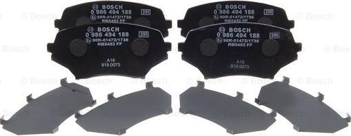 BOSCH 0 986 494 188 - Bremžu uzliku kompl., Disku bremzes ps1.lv