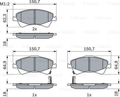 BOSCH 0 986 494 187 - Bremžu uzliku kompl., Disku bremzes ps1.lv