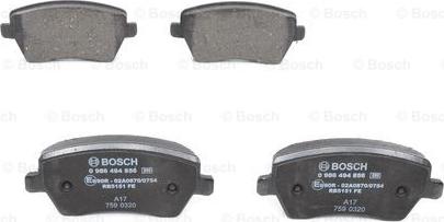 BOSCH 0 986 494 856 - Bremžu uzliku kompl., Disku bremzes ps1.lv