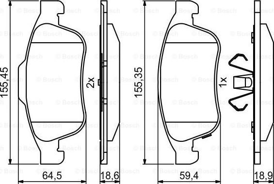 BOSCH 0 986 494 826 - Bremžu uzliku kompl., Disku bremzes ps1.lv