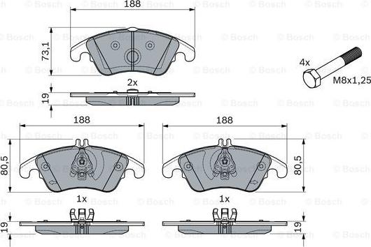 BOSCH 0 986 494 263 - Bremžu uzliku kompl., Disku bremzes ps1.lv