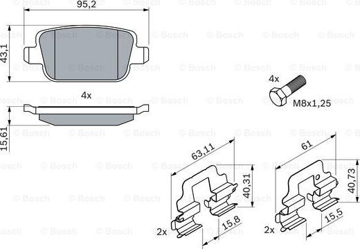 BOSCH 0 986 494 214 - Bremžu uzliku kompl., Disku bremzes ps1.lv