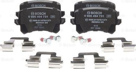 BOSCH 0 986 494 731 - Bremžu uzliku kompl., Disku bremzes ps1.lv