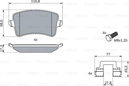 BOSCH 0 986 494 733 - Bremžu uzliku kompl., Disku bremzes ps1.lv