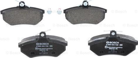 BOSCH 0 986 494 726 - Bremžu uzliku kompl., Disku bremzes ps1.lv