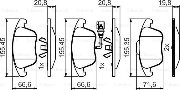 BOSCH 0 986 495 464 - Bremžu uzliku kompl., Disku bremzes ps1.lv