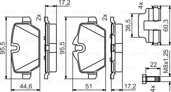 BOSCH 0 986 495 477 - Bremžu uzliku kompl., Disku bremzes ps1.lv