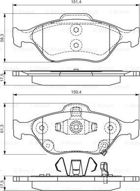 BOSCH 0 986 495 093 - Bremžu uzliku kompl., Disku bremzes ps1.lv