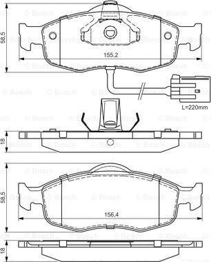 BOSCH 0 986 495 028 - Bremžu uzliku kompl., Disku bremzes ps1.lv