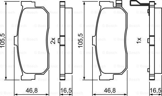 BOSCH 0 986 495 387 - Bremžu uzliku kompl., Disku bremzes ps1.lv