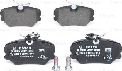 BOSCH 0 986 492 090 - Bremžu uzliku kompl., Disku bremzes ps1.lv