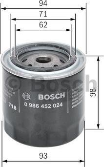 BOSCH 0 986 452 024 - Eļļas filtrs ps1.lv