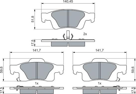 BOSCH 0 986 460 081 - Bremžu uzliku kompl., Disku bremzes ps1.lv