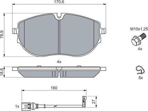 BOSCH 0 986 460 082 - Bremžu uzliku kompl., Disku bremzes ps1.lv