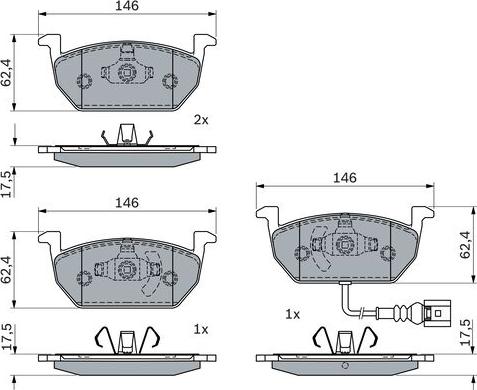 BOSCH 0 986 424 932 - Bremžu uzliku kompl., Disku bremzes ps1.lv