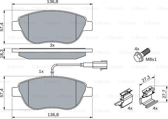 BOSCH 0 986 424 596 - Bremžu uzliku kompl., Disku bremzes ps1.lv