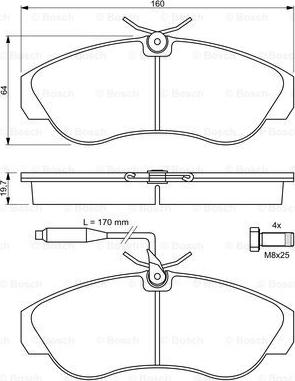 BOSCH 0 986 424 031 - Bremžu uzliku kompl., Disku bremzes ps1.lv