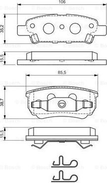 BOSCH 0 986 424 814 - Bremžu uzliku kompl., Disku bremzes ps1.lv