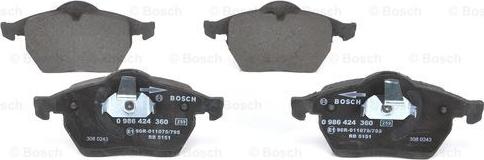 BOSCH 0 986 424 360 - Bremžu uzliku kompl., Disku bremzes ps1.lv