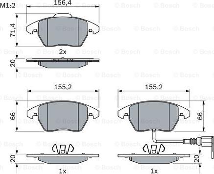 BOSCH 0 986 424 797 - Bremžu uzliku kompl., Disku bremzes ps1.lv