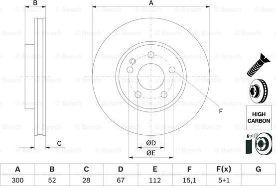 BOSCH 0 986 479 D57 - Bremžu diski ps1.lv