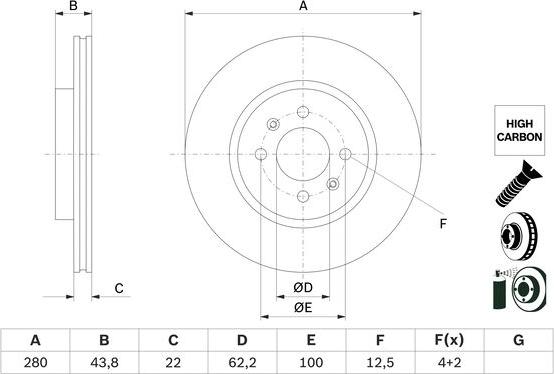 BOSCH 0 986 479 E98 - Bremžu diski ps1.lv