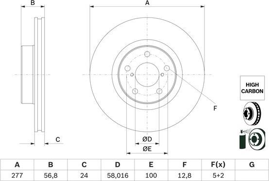 BOSCH 0 986 479 E69 - Bremžu diski ps1.lv