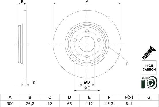 BOSCH 0 986 479 E33 - Bremžu diski ps1.lv