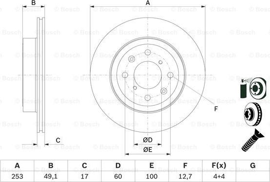 BOSCH 0 986 479 E75 - Bremžu diski ps1.lv