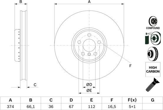 BOSCH 0 986 479 F54 - Bremžu diski ps1.lv