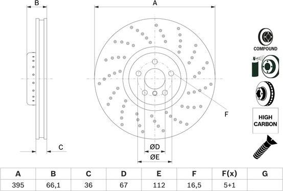 BOSCH 0 986 479 F55 - Bremžu diski ps1.lv