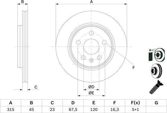 BOSCH 0 986 479 F53 - Bremžu diski ps1.lv