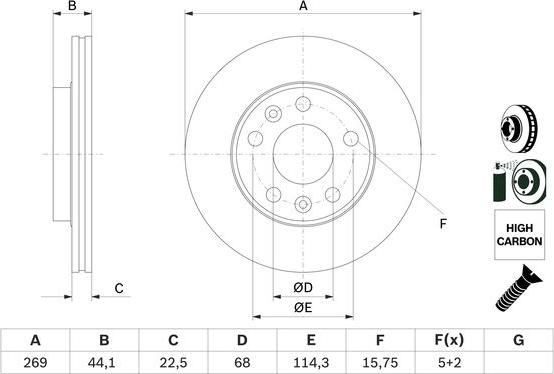 BOSCH 0 986 479 F65 - Bremžu diski ps1.lv