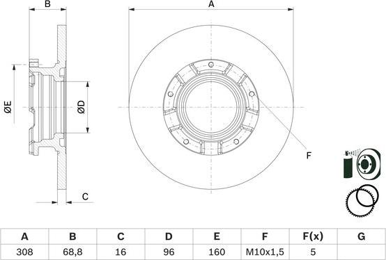 BOSCH 0 986 479 F62 - Bremžu diski ps1.lv