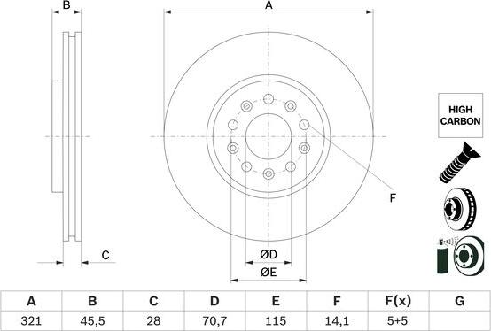 BOSCH 0 986 479 F03 - Bremžu diski ps1.lv