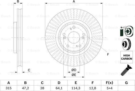 BOSCH 0 986 479 F12 - Bremžu diski ps1.lv