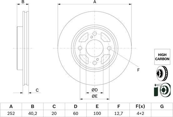 BOSCH 0 986 479 F37 - Bremžu diski ps1.lv