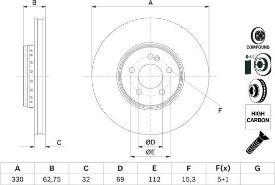 BOSCH 0 986 479 G43 - Bremžu diski ps1.lv