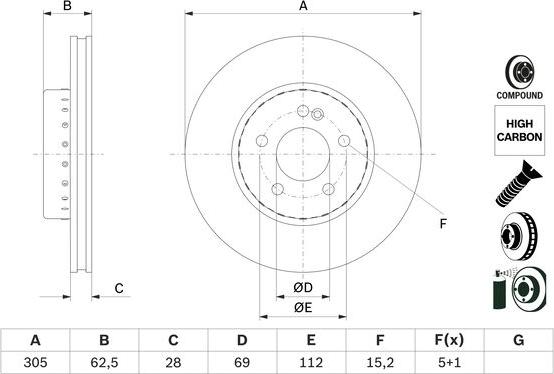 BOSCH 0 986 479 H46 - Bremžu diski ps1.lv