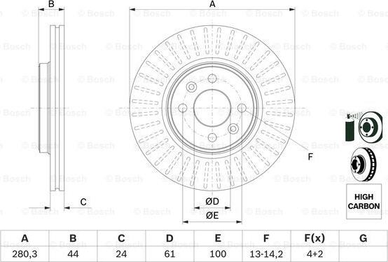 BOSCH 0 986 478 590 - Bremžu diski ps1.lv