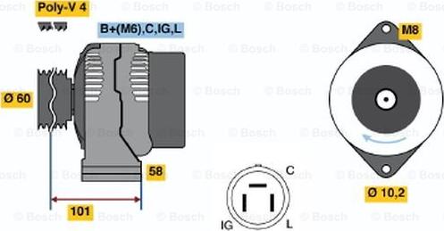 BOSCH 0 986 045 911 - Ģenerators ps1.lv