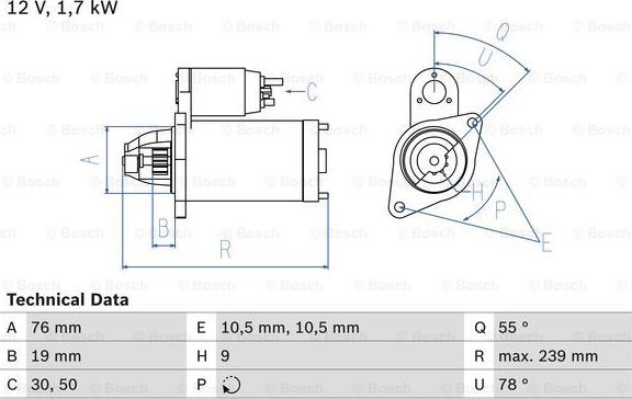 BOSCH 0 986 019 960 - Starteris ps1.lv