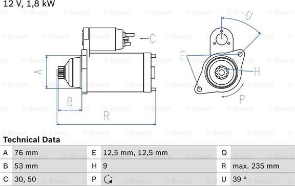 BOSCH 0 986 019 550 - Starteris ps1.lv