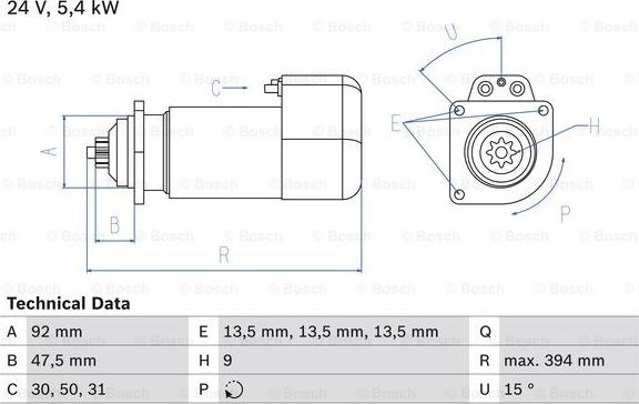 BOSCH 0 986 019 000 - Starteris ps1.lv