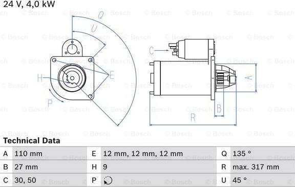 BOSCH 0 986 019 010 - Starteris ps1.lv