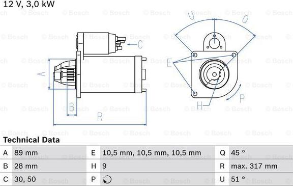 BOSCH 0 986 019 020 - Starteris ps1.lv