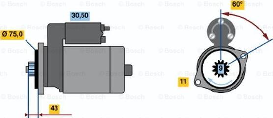 BOSCH 0 986 019 071 - Starteris ps1.lv