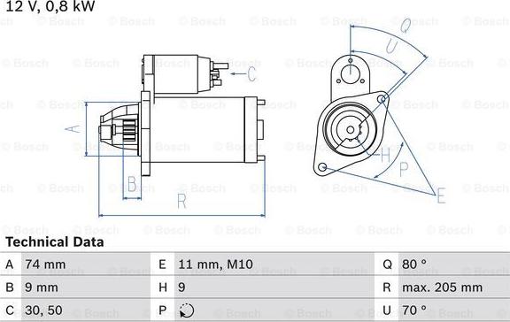 BOSCH 0 986 019 141 - Starteris ps1.lv